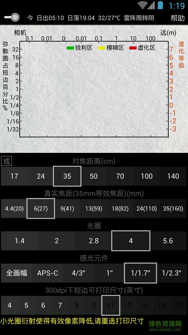 景深计算器