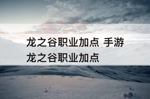 龙之谷职业加点 手游龙之谷职业加点