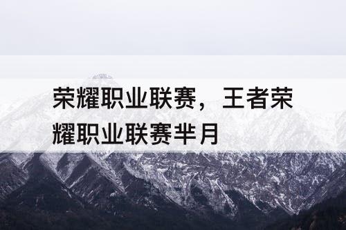 荣耀职业联赛，王者荣耀职业联赛芈月
