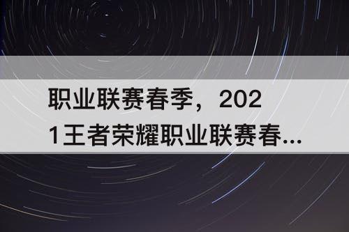 职业联赛春季，2021王者荣耀职业联赛春季赛总决赛
