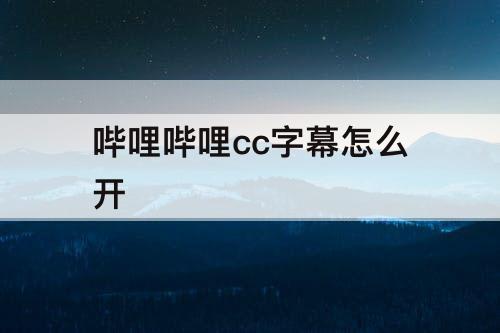 哔哩哔哩cc字幕怎么开