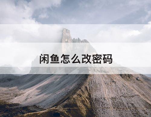 闲鱼怎么改密码