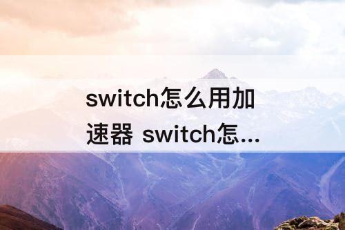 switch怎么用加速器 switch怎么用加速器使用方法