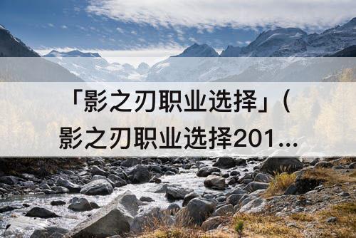 「影之刃职业选择」(影之刃职业选择2017)