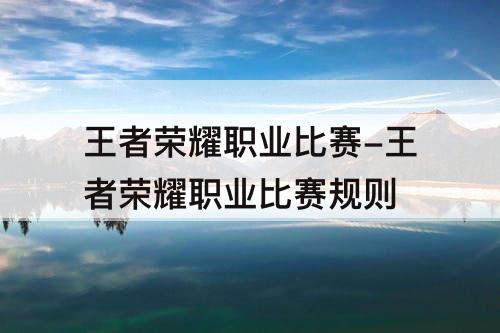 王者荣耀职业比赛-王者荣耀职业比赛规则