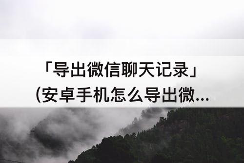 「导出微信聊天记录」(安卓手机怎么导出微信聊天记录)