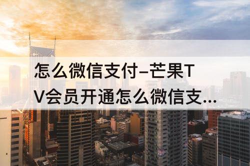 怎么微信支付-芒果TV会员开通怎么微信支付
