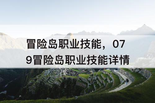 冒险岛职业技能，079冒险岛职业技能详情