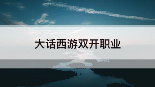 大话西游双开职业