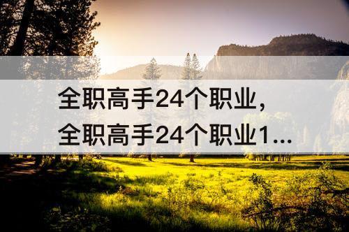 全职高手24个职业，全职高手24个职业120个技能