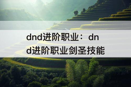 dnd进阶职业：dnd进阶职业剑圣技能