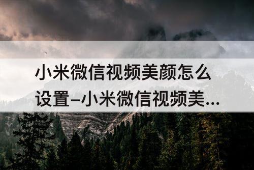 小米微信视频美颜怎么设置-小米微信视频美颜怎么设置pro9