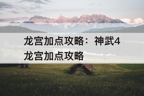 龙宫加点攻略：神武4龙宫加点攻略