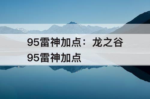 95雷神加点：龙之谷95雷神加点