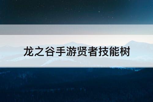 龙之谷手游贤者技能树