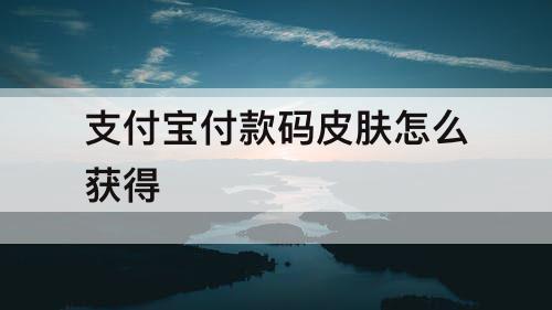 支付宝付款码皮肤怎么获得