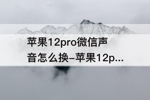 苹果12pro微信声音怎么换-苹果12pro微信声音怎么换铃声