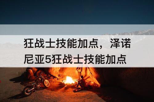 狂战士技能加点，泽诺尼亚5狂战士技能加点