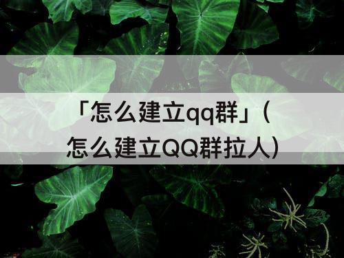 「怎么建立qq群」(怎么建立QQ群拉人)