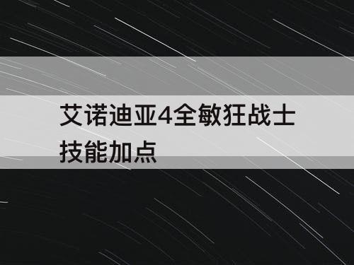 艾诺迪亚4全敏狂战士技能加点