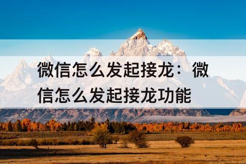 微信怎么发起接龙：微信怎么发起接龙功能