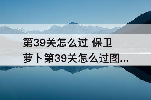 第39关怎么过 保卫萝卜第39关怎么过图解