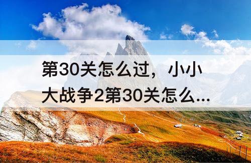 第30关怎么过，小小大战争2第30关怎么过