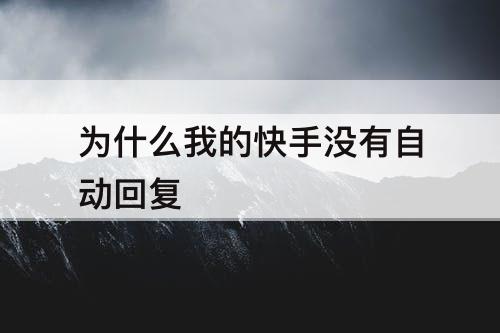 为什么我的快手没有自动回复