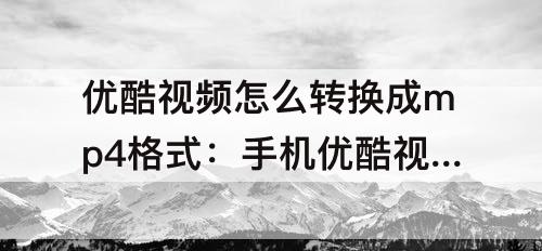 优酷视频怎么转换成mp4格式：手机优酷视频怎么转换成mp4格式