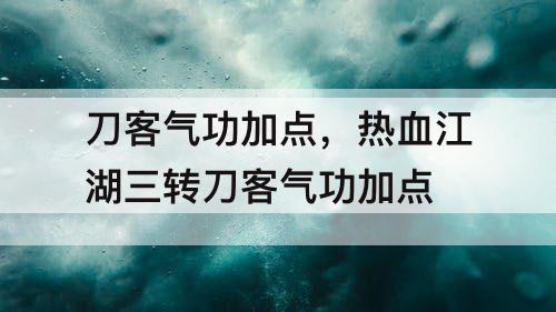 刀客气功加点，热血江湖三转刀客气功加点