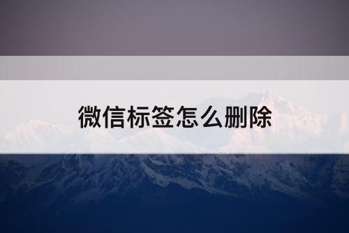 微信标签怎么删除