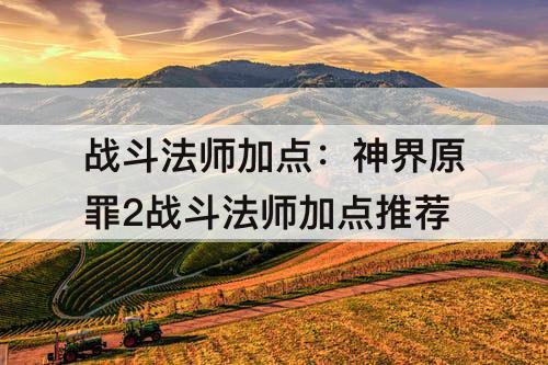 战斗法师加点：神界原罪2战斗法师加点推荐