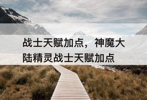 战士天赋加点，神魔大陆精灵战士天赋加点