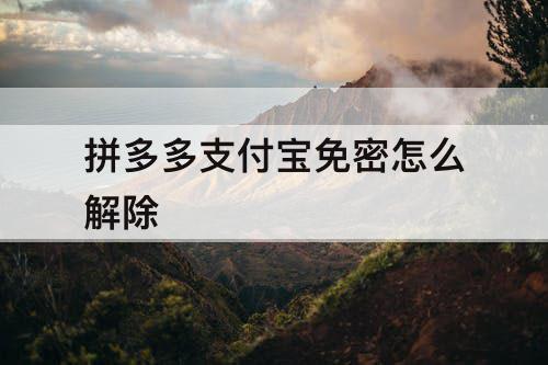 拼多多支付宝免密怎么解除