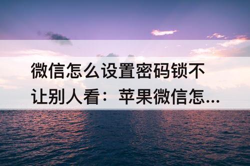 微信怎么设置密码锁不让别人看：苹果微信怎么设置密码锁不让别人看13