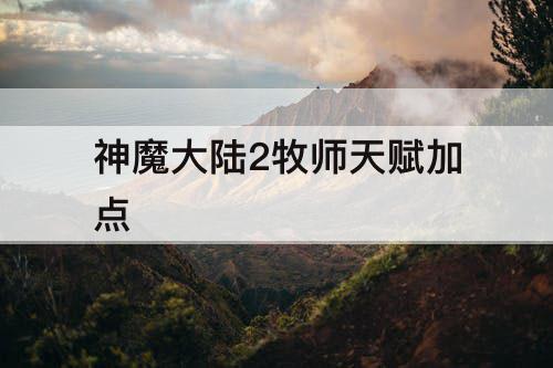 神魔大陆2牧师天赋加点