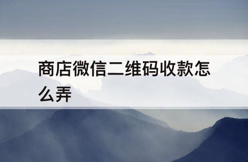 商店微信二维码收款怎么弄