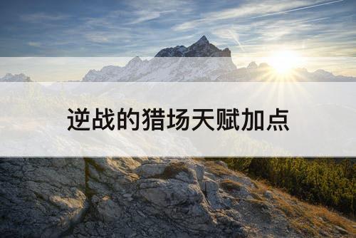 逆战的猎场天赋加点