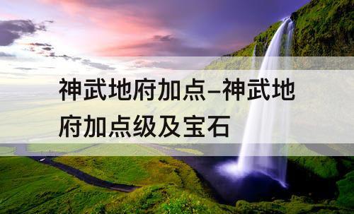 神武地府加点-神武地府加点级及宝石