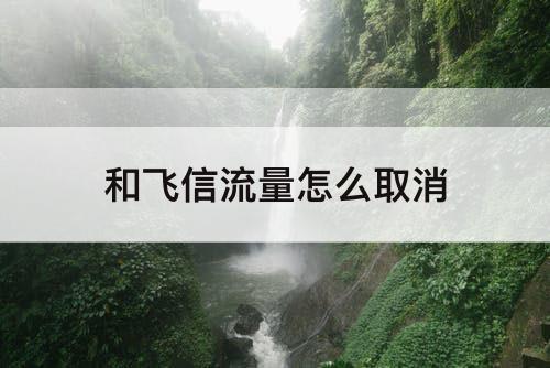 和飞信流量怎么取消