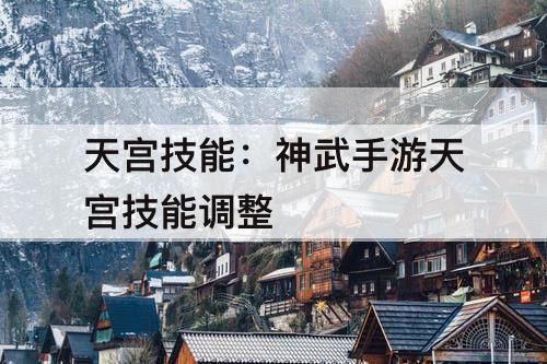 天宫技能：神武手游天宫技能调整