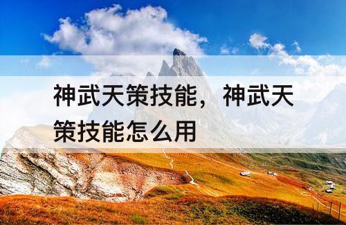神武天策技能，神武天策技能怎么用