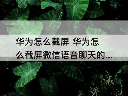 华为怎么截屏 华为怎么截屏微信语音聊天的声音