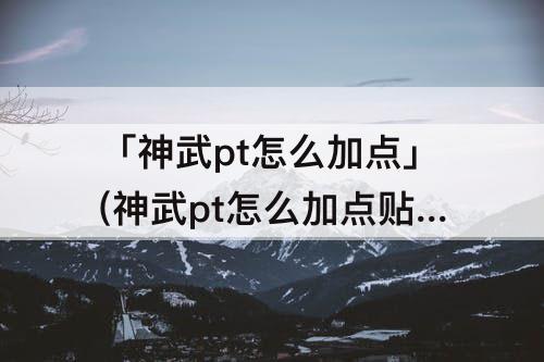 「神武pt怎么加点」(神武pt怎么加点贴吧)