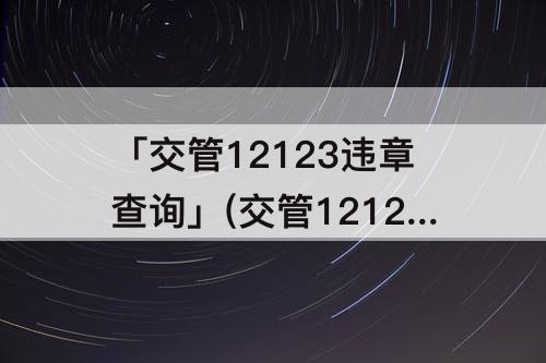 「交管12123违章查询」(交管12123违章查询网下载)