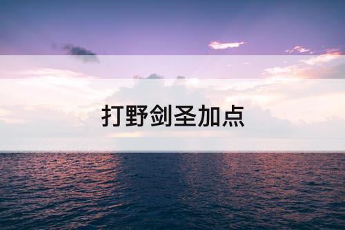 打野剑圣加点