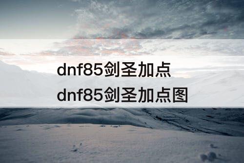 dnf85剑圣加点 dnf85剑圣加点图