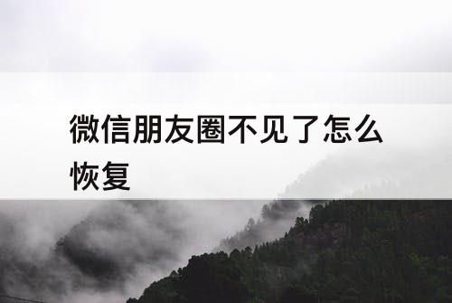 微信朋友圈不见了怎么恢复