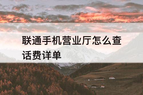 联通手机营业厅怎么查话费详单