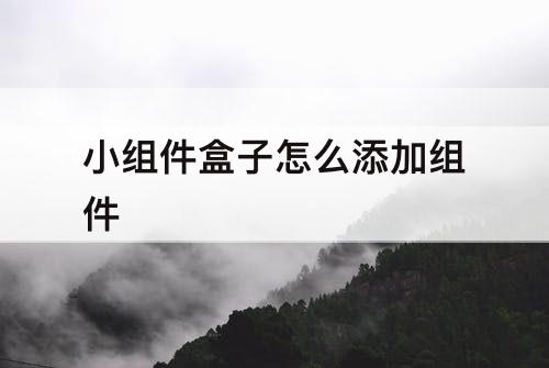 小组件盒子怎么添加组件